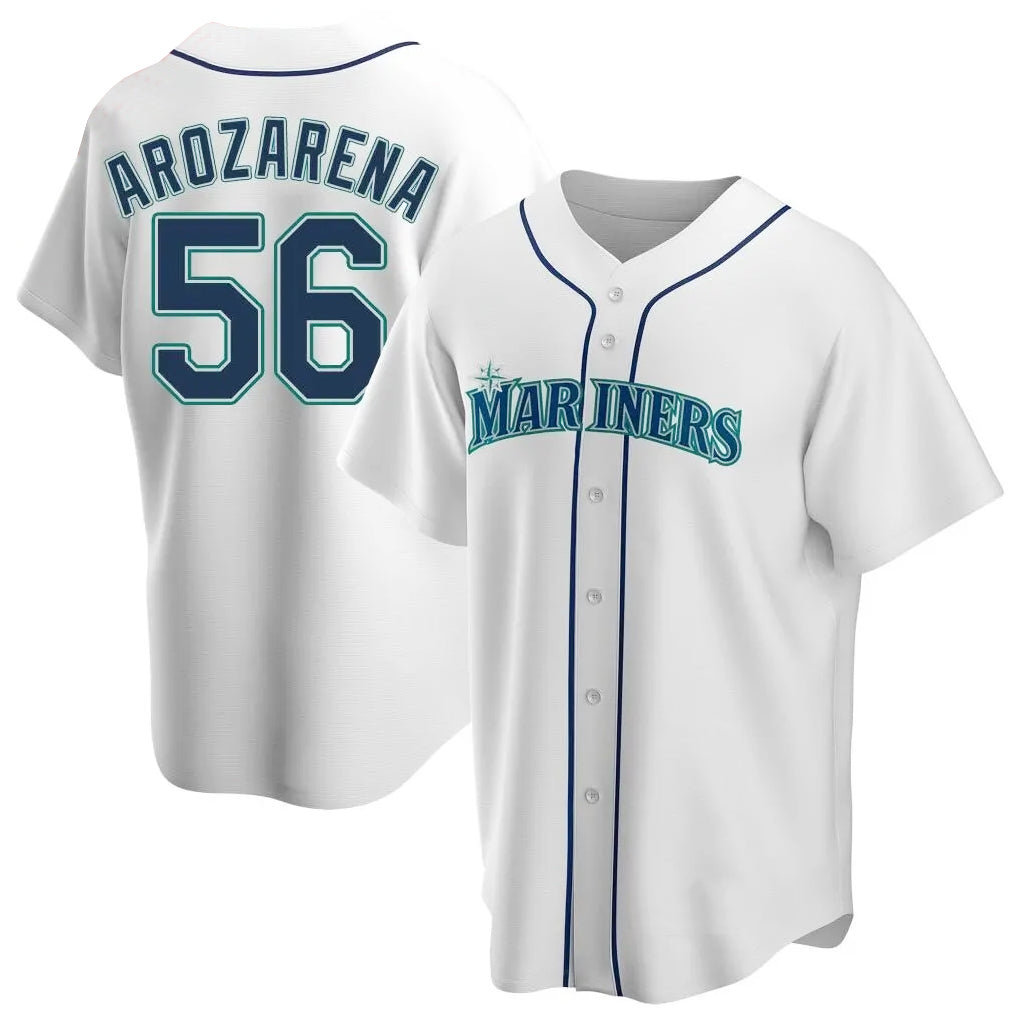 Johmsee S.Mariners #56 Randy Arozarena Player White Home Game Stitched Jerseys