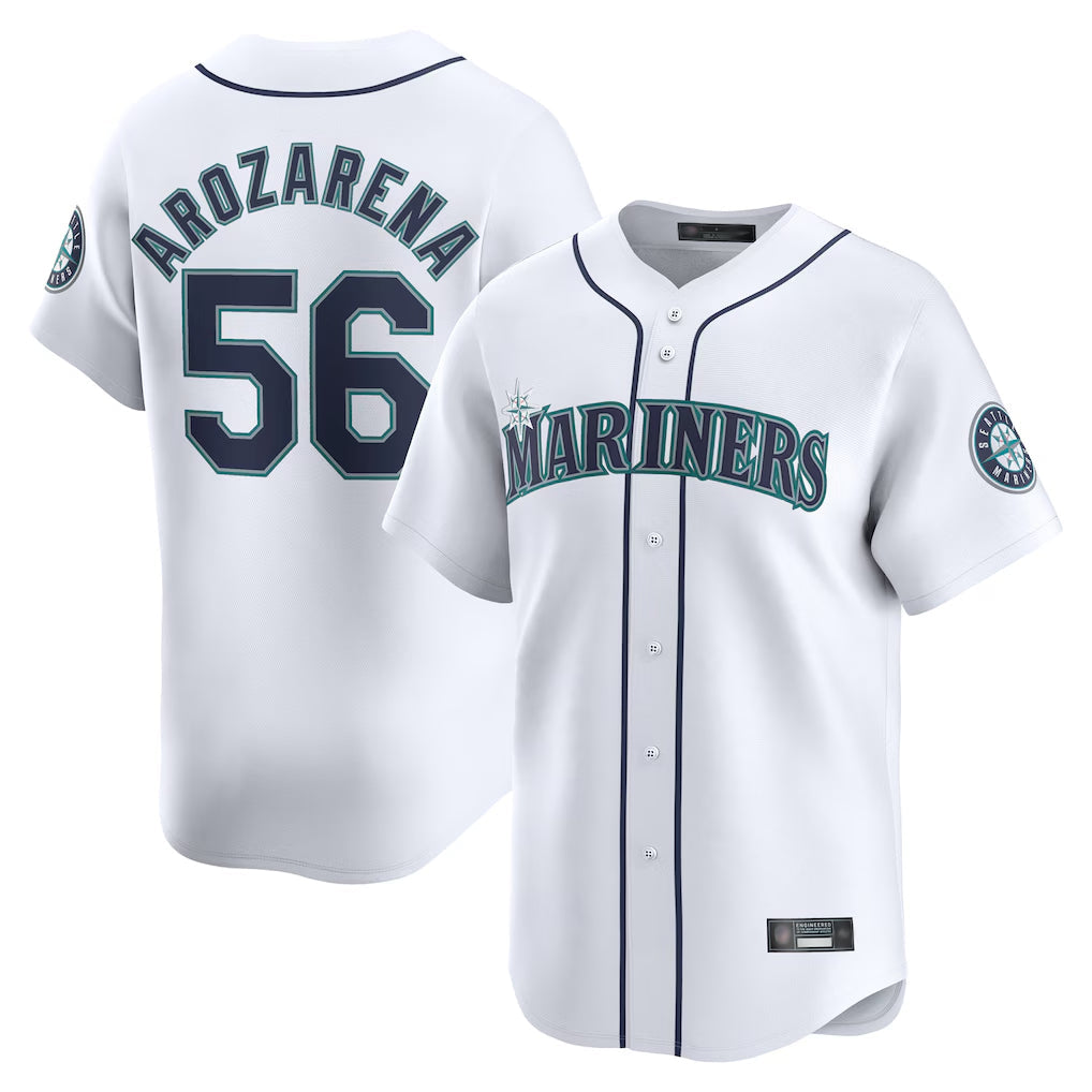 Johmsee S.Mariners #56 Randy Arozarena Player White Home Limited Stitched Jerseys