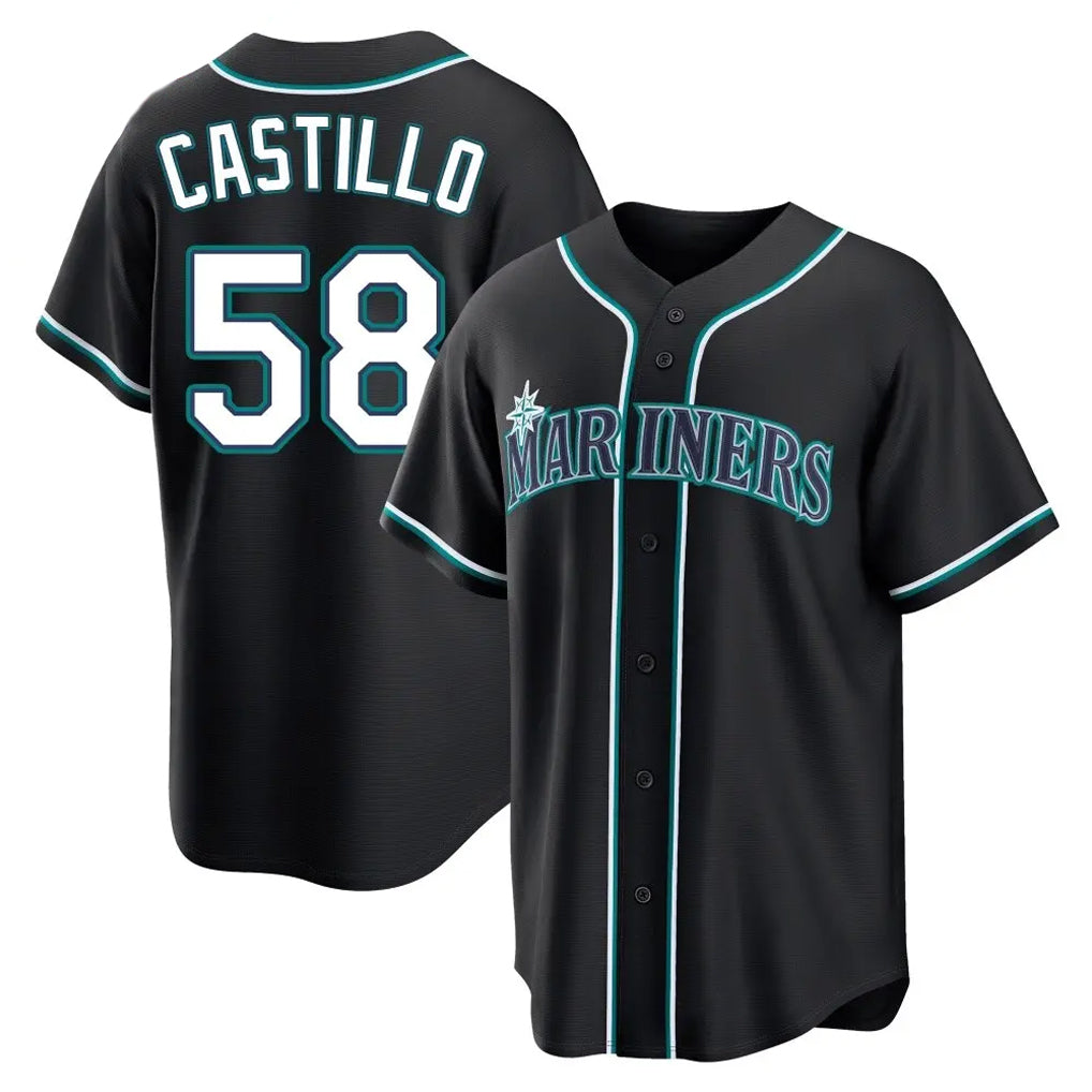 Johmsee S.Mariners #58 Luis Castillo Player Black Fashion Home Limited Stitched Jerseys