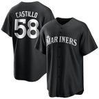 Johmsee S.Mariners #58 Luis Castillo Player Black Home Limited Stitched Jerseys
