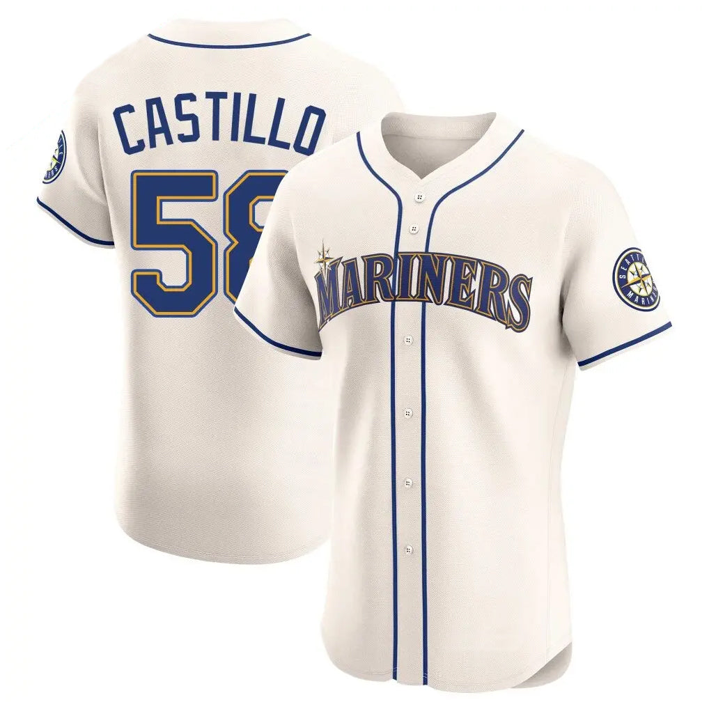 Johmsee S.Mariners #58 Luis Castillo Player Cream Home Limited Elite Stitched Jerseys