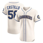Johmsee S.Mariners #58 Luis Castillo Player Cream Home Limited Elite Stitched Jerseys