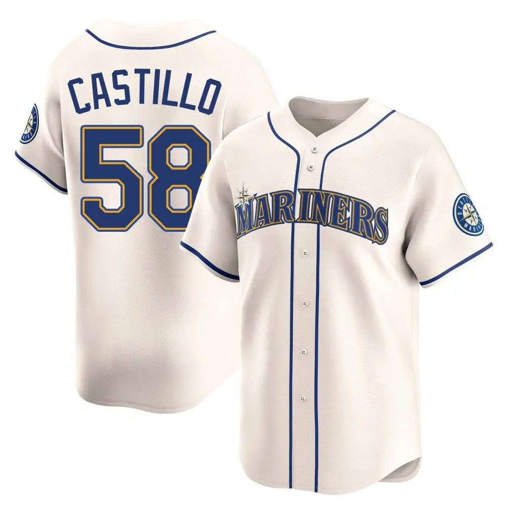 Johmsee S.Mariners #58 Luis Castillo Player Cream Home Limited Stitched Jerseys
