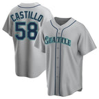 Johmsee S.Mariners #58 Luis Castillo Player Gray Home Game Stitched Jerseys