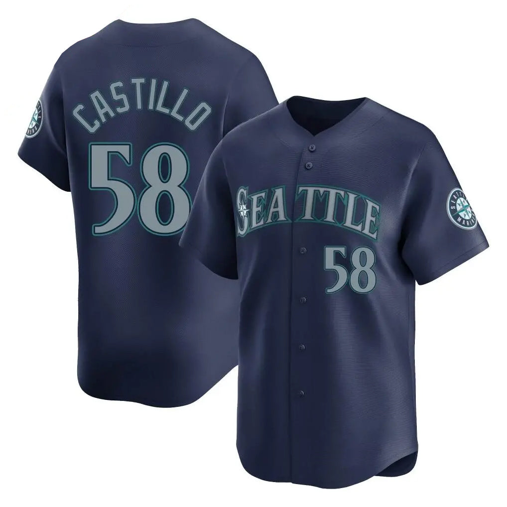 Johmsee S.Mariners #58 Luis Castillo Player Navy Home Limited Stitched Jerseys