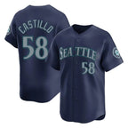 Johmsee S.Mariners #58 Luis Castillo Player Navy Home Limited Stitched Jerseys