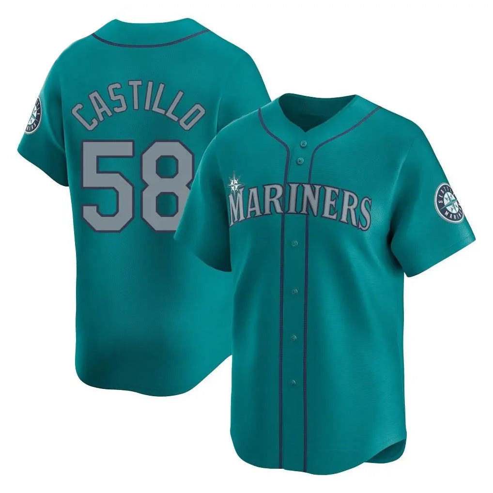 Johmsee S.Mariners #58 Luis Castillo Player Teal Home Limited Stitched Jerseys