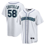 Johmsee S.Mariners #58 Luis Castillo Player White Home Game Stitched Jerseys