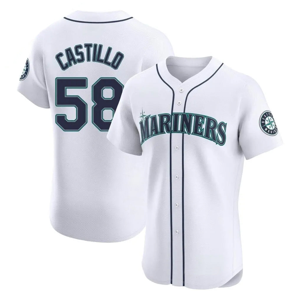 Johmsee S.Mariners #58 Luis Castillo Player White Home Limited Elite Stitched Jerseys