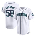 Johmsee S.Mariners #58 Luis Castillo Player White Home Limited Stitched Jerseys