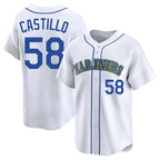 Johmsee S.Mariners #58 Luis Castillo Player White Throwback Cooperstown Collection Limited Game Stitched Jerseys