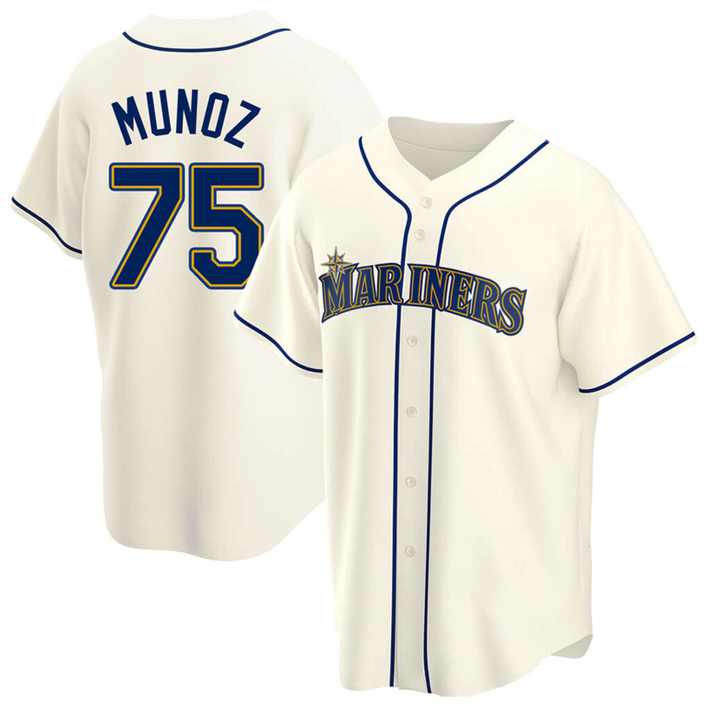 Johmsee S.Mariners #75 Andres Munoz Player Cream Home Game Stitched Jerseys