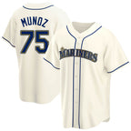Johmsee S.Mariners #75 Andres Munoz Player Cream Home Game Stitched Jerseys