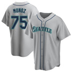 Johmsee S.Mariners #75 Andres Munoz Player Gray Home Game Stitched Jerseys
