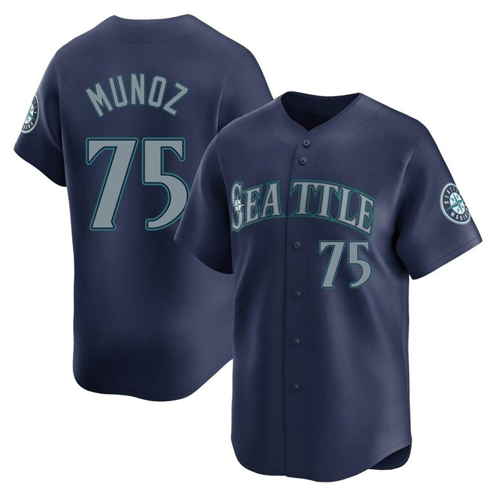 Johmsee S.Mariners #75 Andres Munoz Player Navy Home Limited Stitched Jerseys