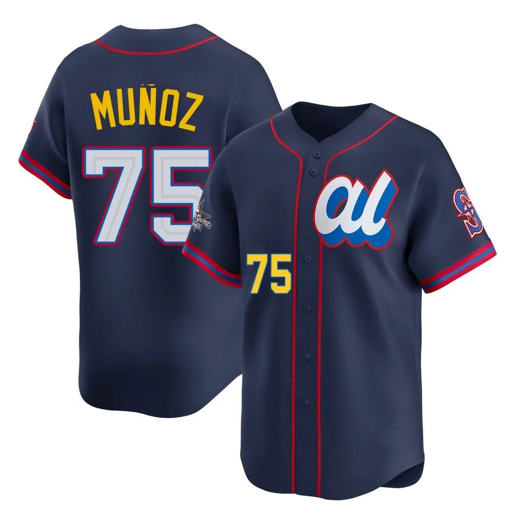 Johmsee S.Mariners #75 Andres Munoz Player Navy Limited American League All-Star Edition Stitched Jerseys