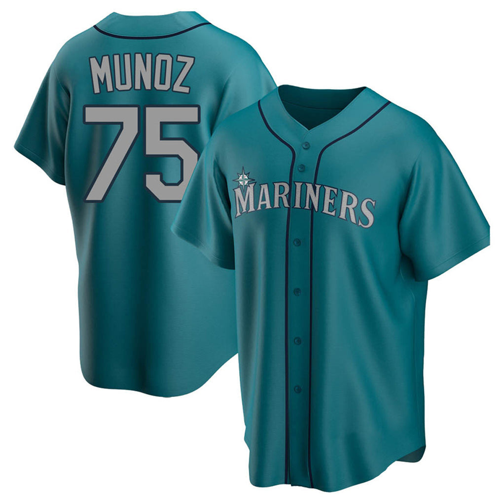Johmsee S.Mariners #75 Andres Munoz Player Teal Home Game Stitched Jerseys