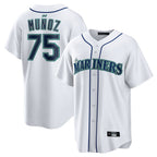 Johmsee S.Mariners #75 Andres Munoz Player White Home Game Stitched Jerseys