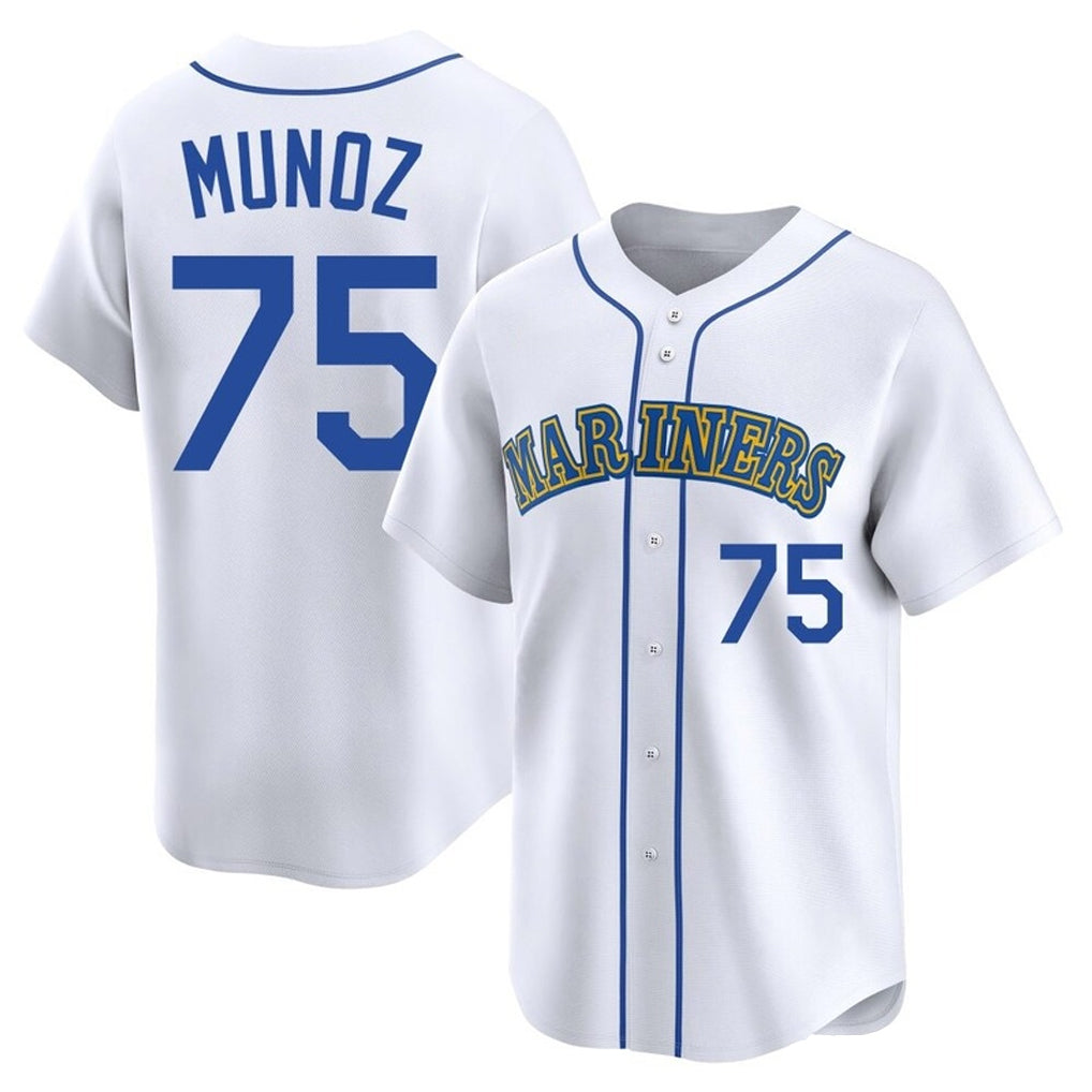 Johmsee S.Mariners #75 Andres Munoz Player White Throwback Cooperstown Collection Home Limited Stitched Jerseys