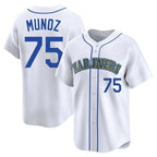 Johmsee S.Mariners #75 Andres Munoz Player White Throwback Cooperstown Collection Home Limited Stitched Jerseys