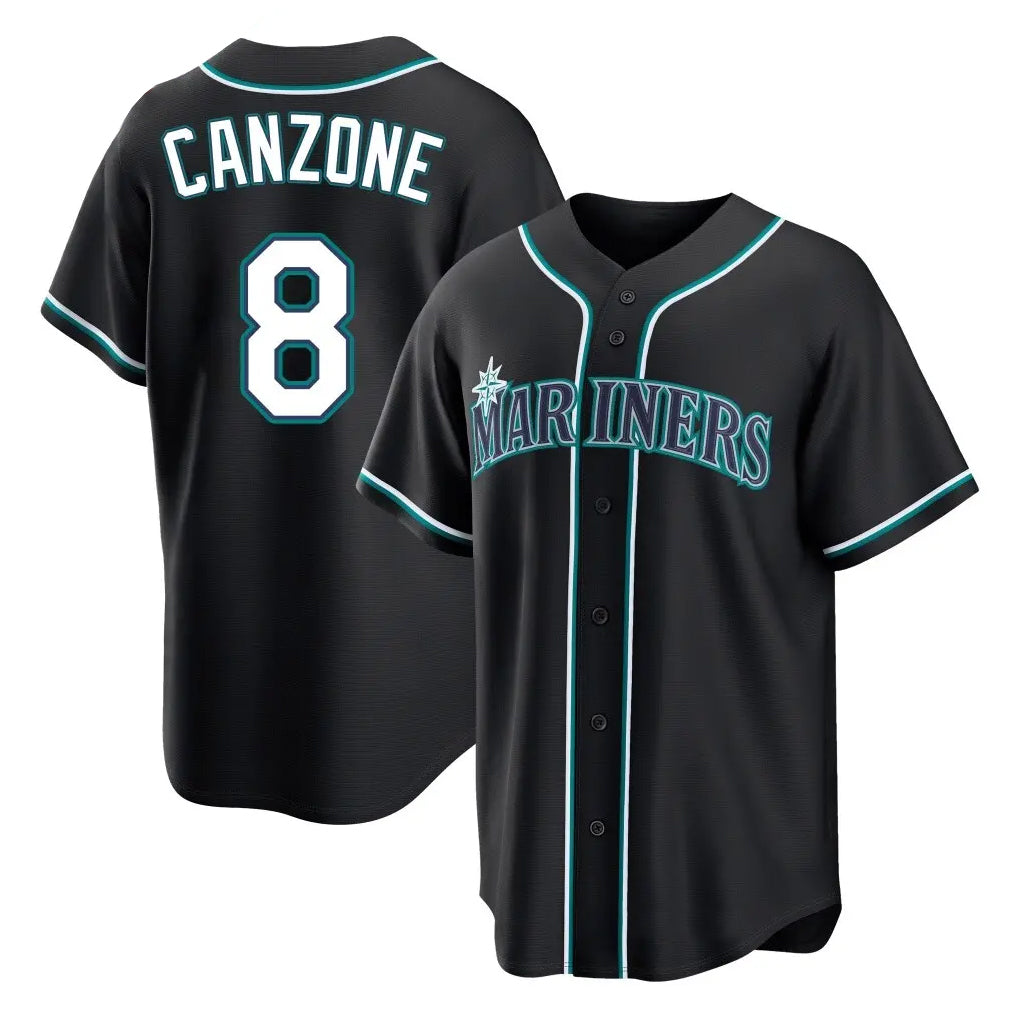 Johmsee S.Mariners #8 Dominic Canzone Player Black Fashion Home Limited Stitched Jerseys