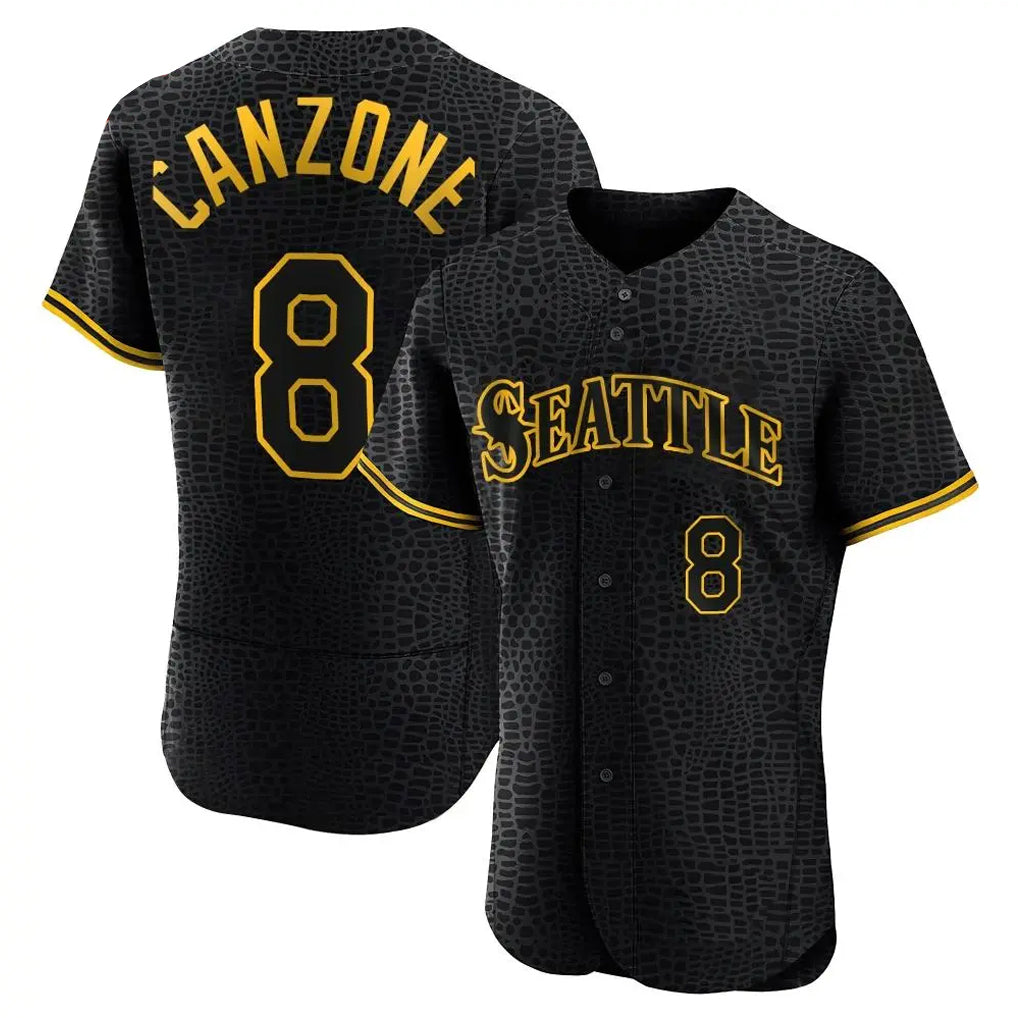 Johmsee S.Mariners #8 Dominic Canzone Player Black Snake Skin City Home Limited Elite Stitched Jerseys