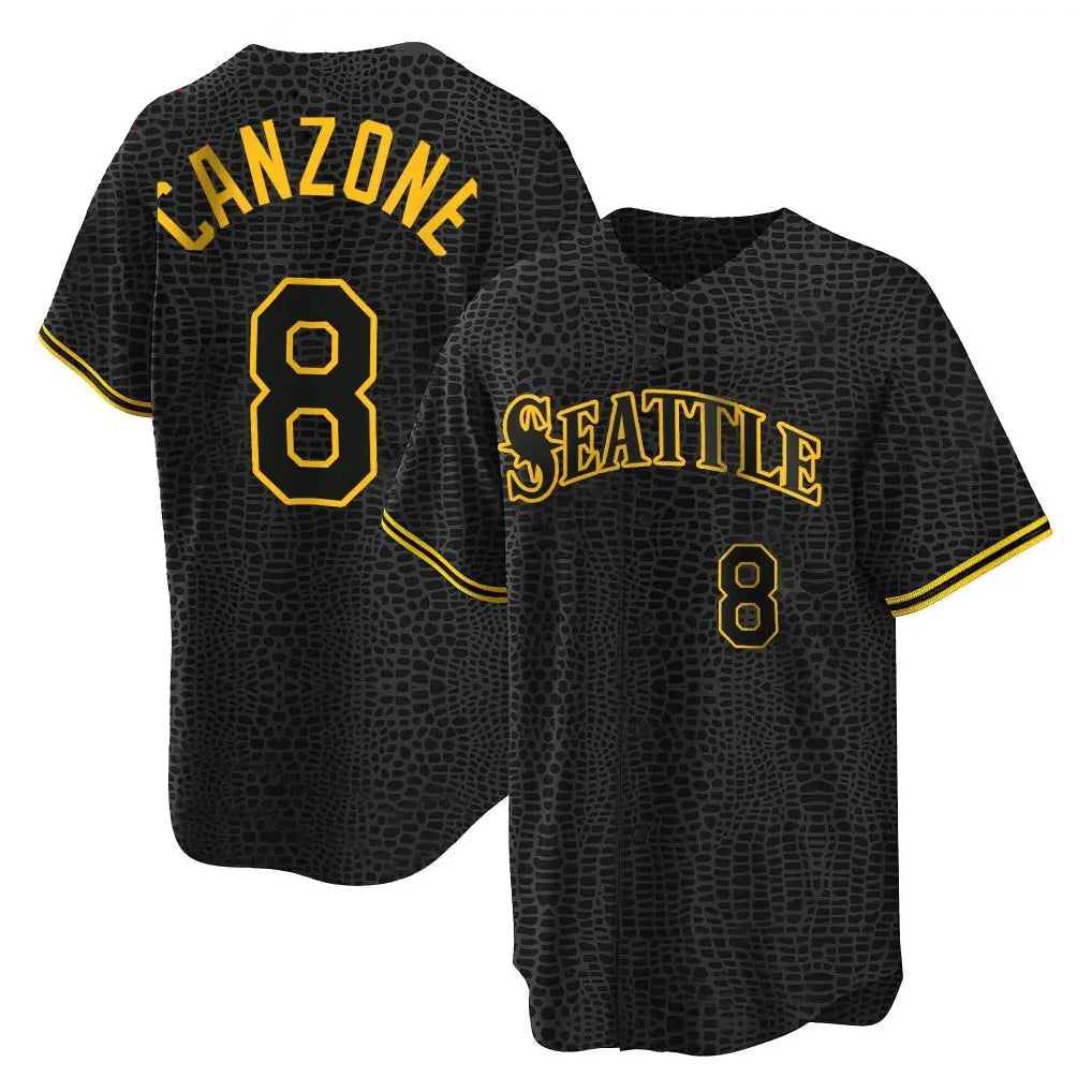 Johmsee S.Mariners #8 Dominic Canzone Player Black Snake Skin City Home Limited Stitched Jerseys