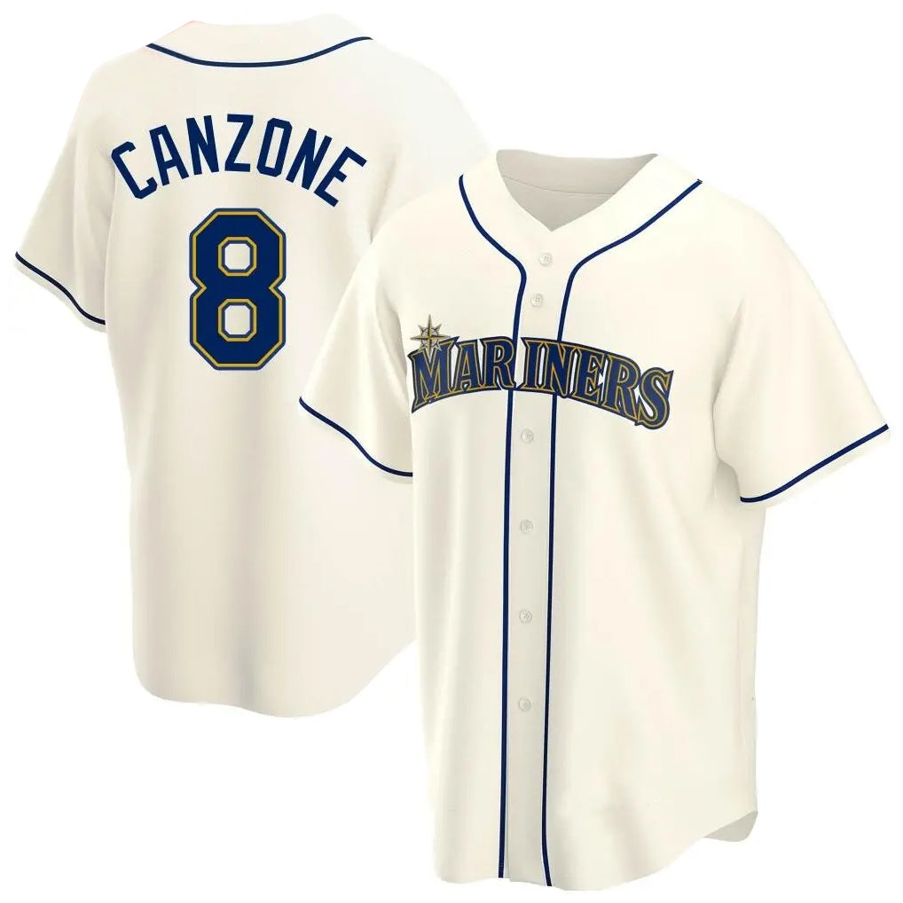 Johmsee S.Mariners #8 Dominic Canzone Player Cream Home Game Stitched Jerseys