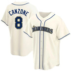 Johmsee S.Mariners #8 Dominic Canzone Player Cream Home Game Stitched Jerseys