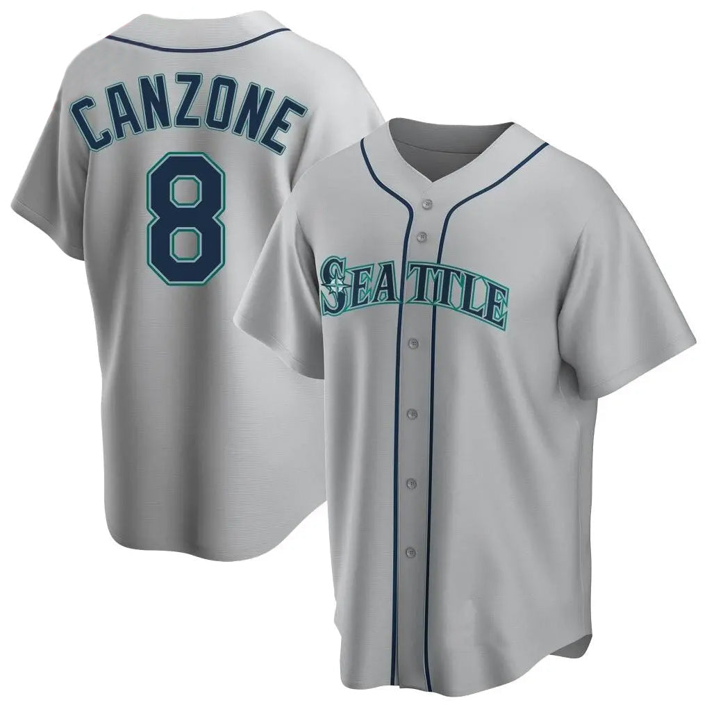 Johmsee S.Mariners #8 Dominic Canzone Player Gray Home Game Stitched Jerseys