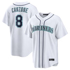 Johmsee S.Mariners #8 Dominic Canzone Player White Home Game Stitched Jerseys