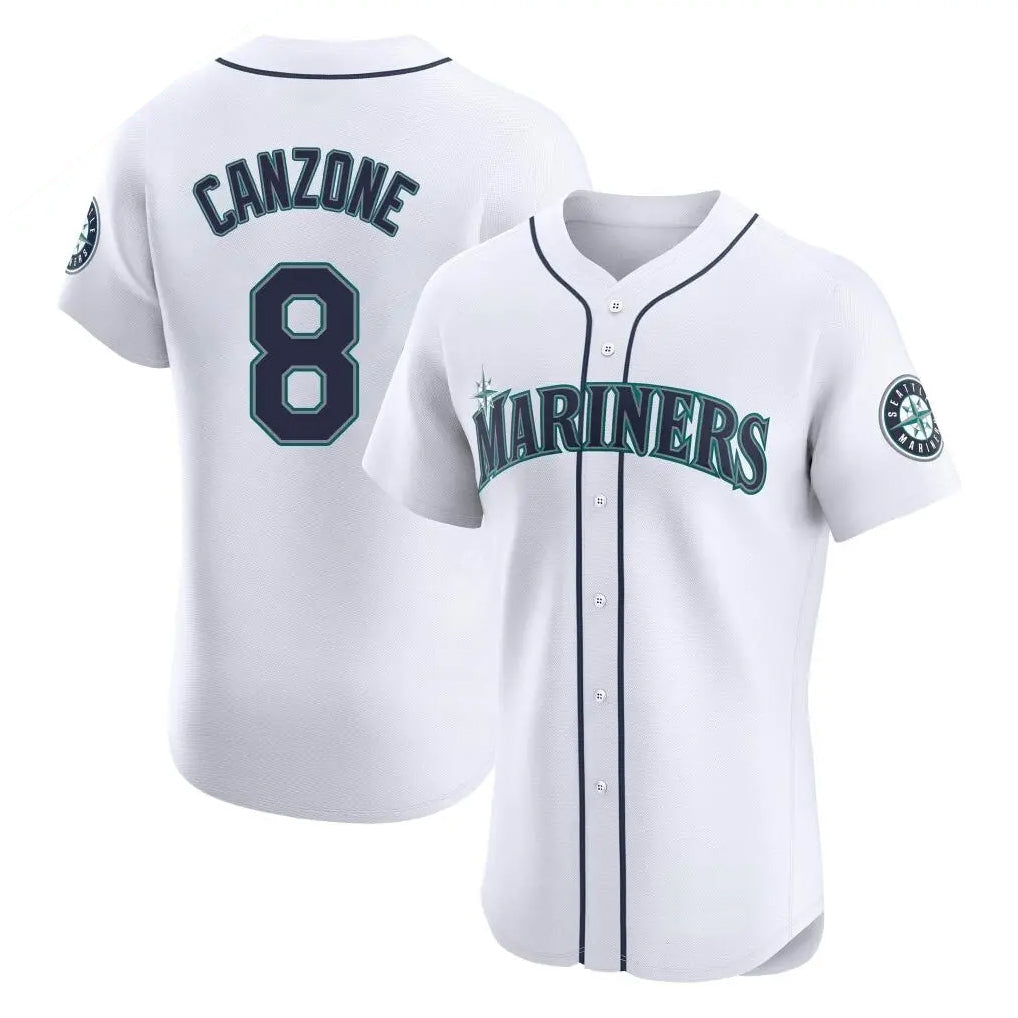 Johmsee S.Mariners #8 Dominic Canzone Player White Home Limited Elite Stitched Jerseys