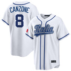 Johmsee S.Mariners #8 Dominic Canzone Player White Italy 2026 World Classic Home Game Stitched Jerseys