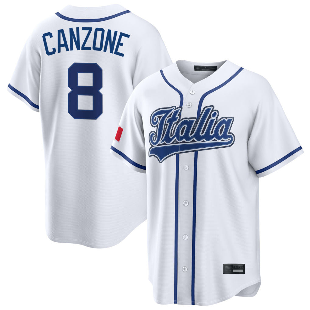 Johmsee S.Mariners #8 Dominic Canzone Player White Italy 2026 World Classic Home Game Stitched Jerseys