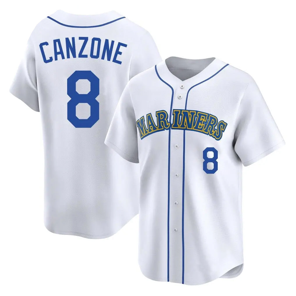Johmsee S.Mariners #8 Dominic Canzone Player White Pitch Fashion Game Stitched Jerseys