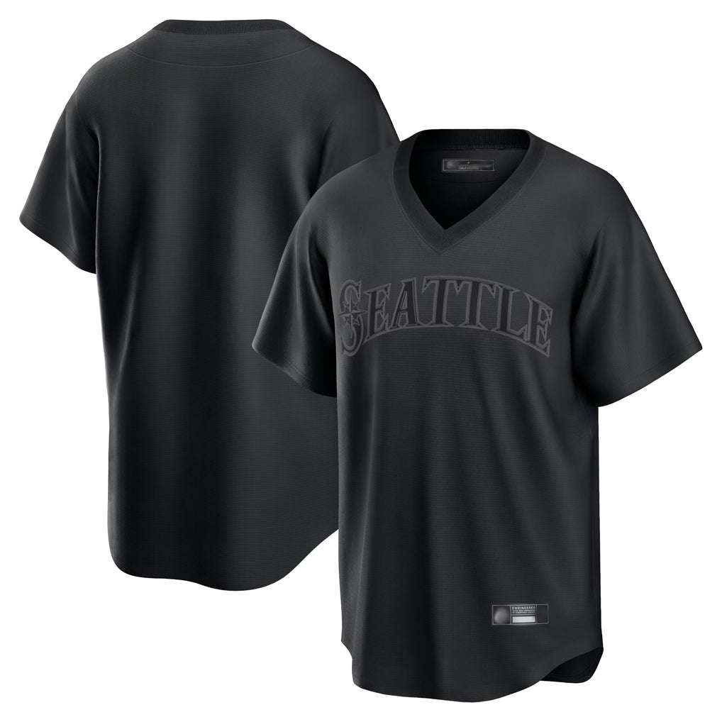 Johmsee S.Mariners Blank Player Black Replica Fashion T-shirt Stitched Jerseys