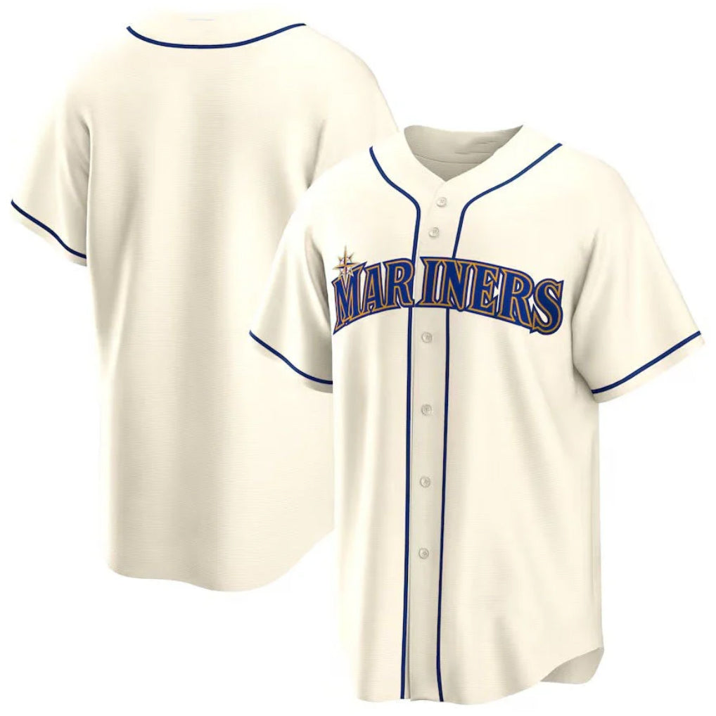 Johmsee S.Mariners Blank Player Cream Home Game Stitched Jerseys