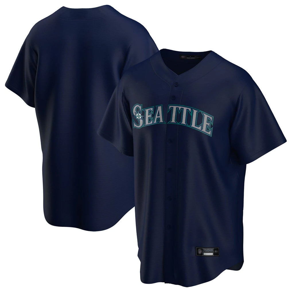 Johmsee S.Mariners Blank Player Navy Home Game Stitched Jerseys