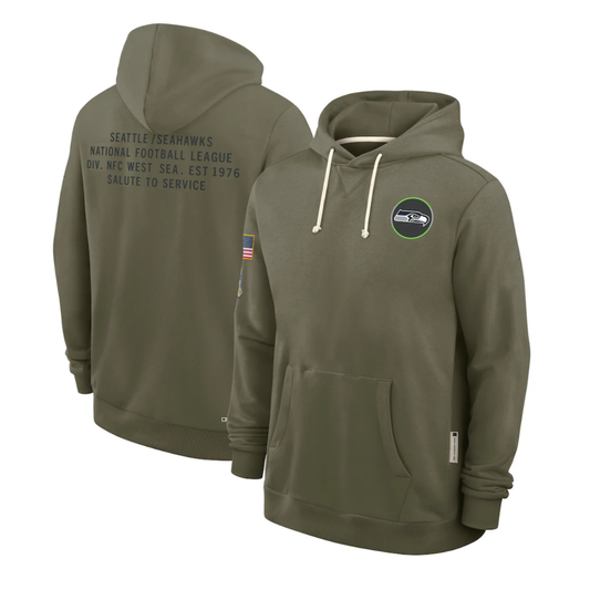 S.Seahawks Olive 2025 Salute to Service Sideline Standard Issue Dri-FIT Hoodie Stitched American Football Jerseys