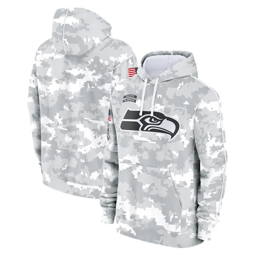 Johmsee S.Seahawks Arctic Camo Limited Salute to Service Pullover Hoodies Game Blank Player Stitched Jerseys