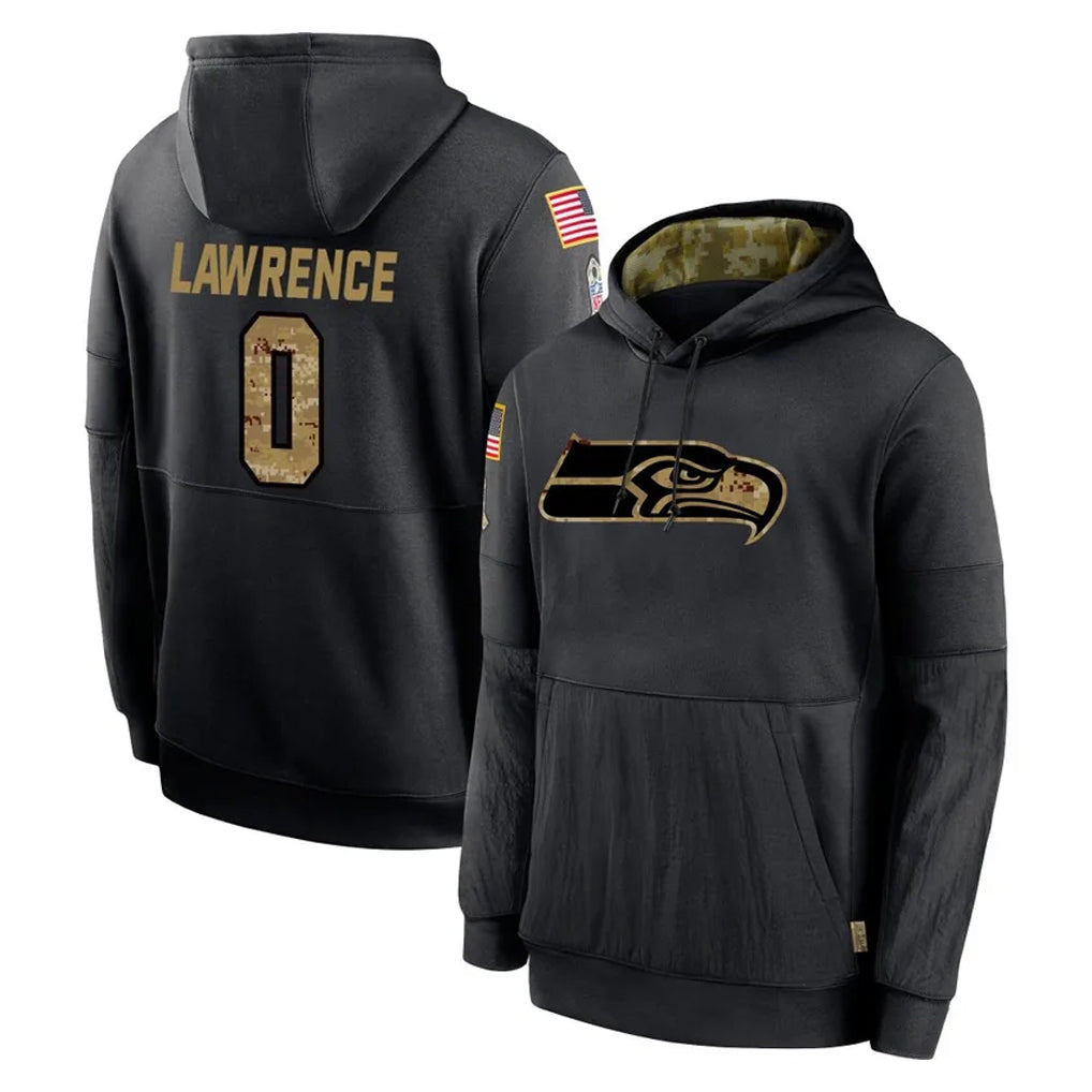 Johmsee S.Seahawks #0 DeMarcus Lawrence Player Black Salute to Service Hoodies Limited Game Stitched Jerseys