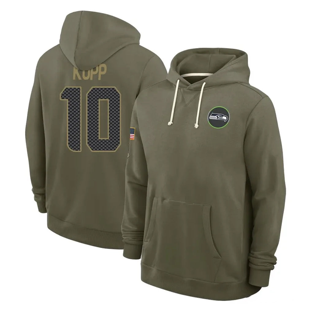 Johmsee S.Seahawks #10 Cooper Kupp Player Olive Salute to Service Pullover Hoodies Limited Stitched Jerseys