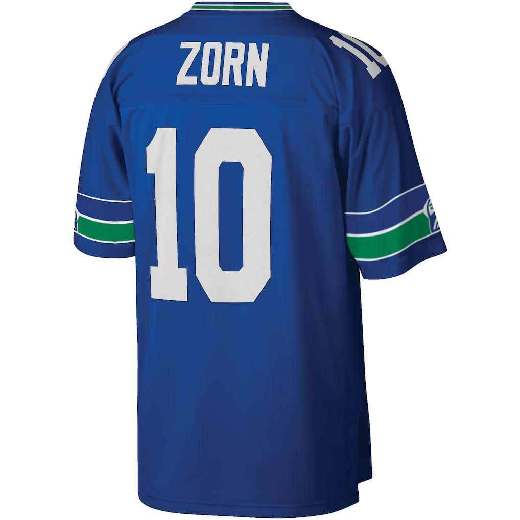 Johmsee S.Seahawks #10 Jim Zorn Mitchell & Ness Royal Legacy Replica Jersey