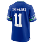 Johmsee S.Seahawks #11 Jaxon Smith-Njigba Royal Throwback Player Game Jersey American Stitched Jerseys