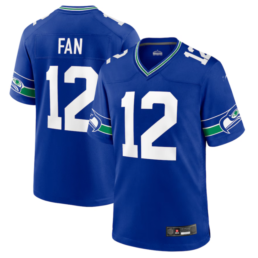Johmsee S.Seahawks #12 12s Royal Throwback Player Game Jersey Stitched American Stitched Jerseys
