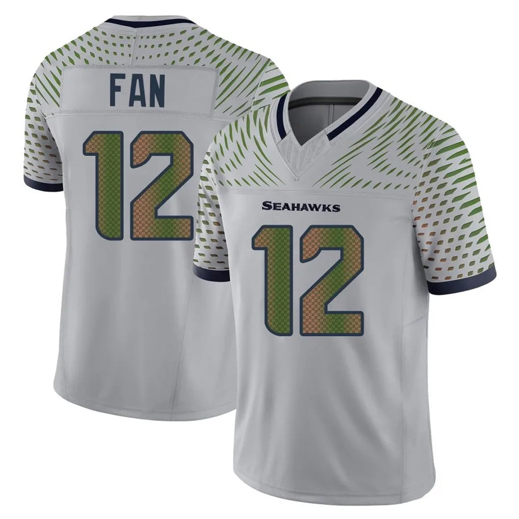 Johmsee S.Seahawks #12 12th Fan Player Grey Limited 2025 Rivalries Collection Home Game Stitched Jerseys