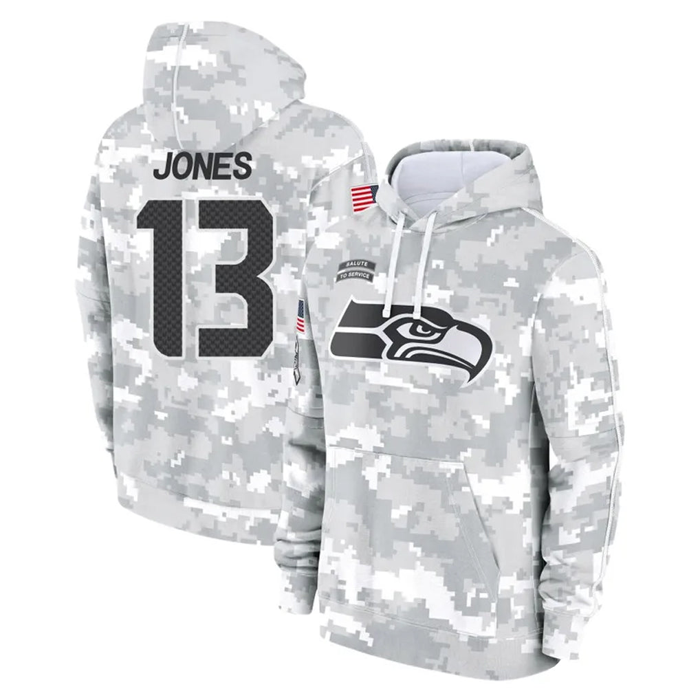 Johmsee S.Seahawks #13 Ernest Jones IV Player Arctic Camo Limited Salute to Service Pullover Hoodies Game Stitched Jerseys