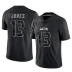Johmsee S.Seahawks #13 Ernest Jones IV Player Black Limited Reflective Home Game Stitched Jerseys