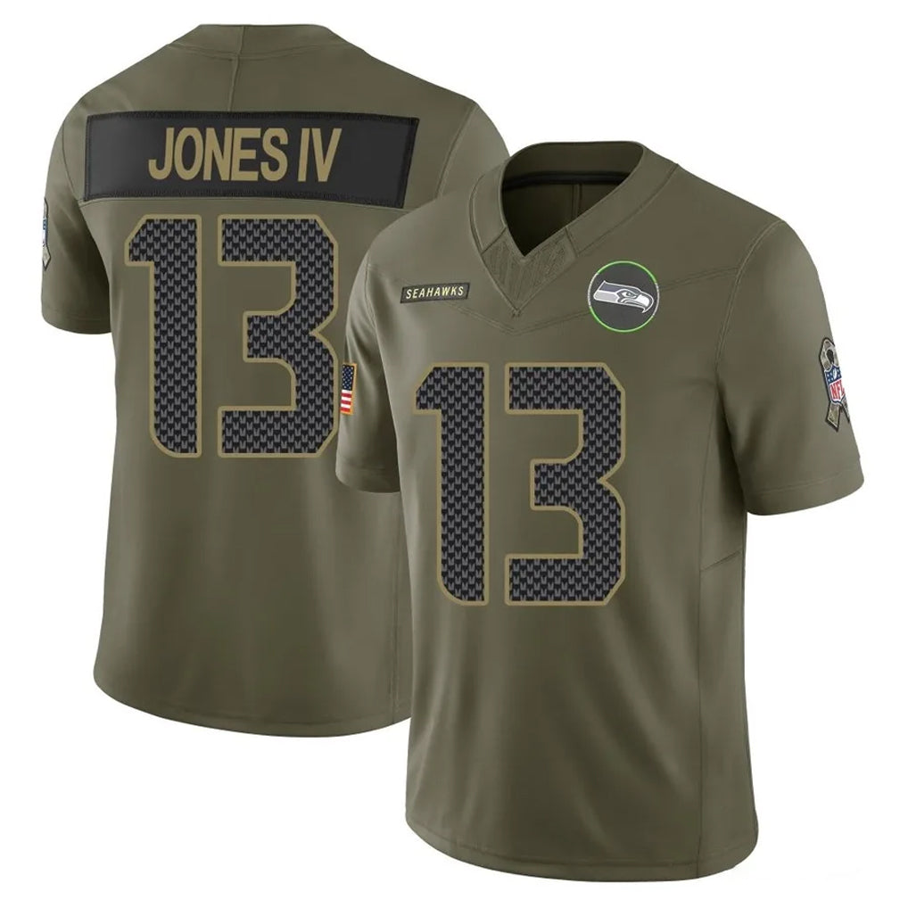 Johmsee S.Seahawks #13 Ernest Jones IV Player Olive 2025 Salute To Service Limited Home Game Stitched Jerseys