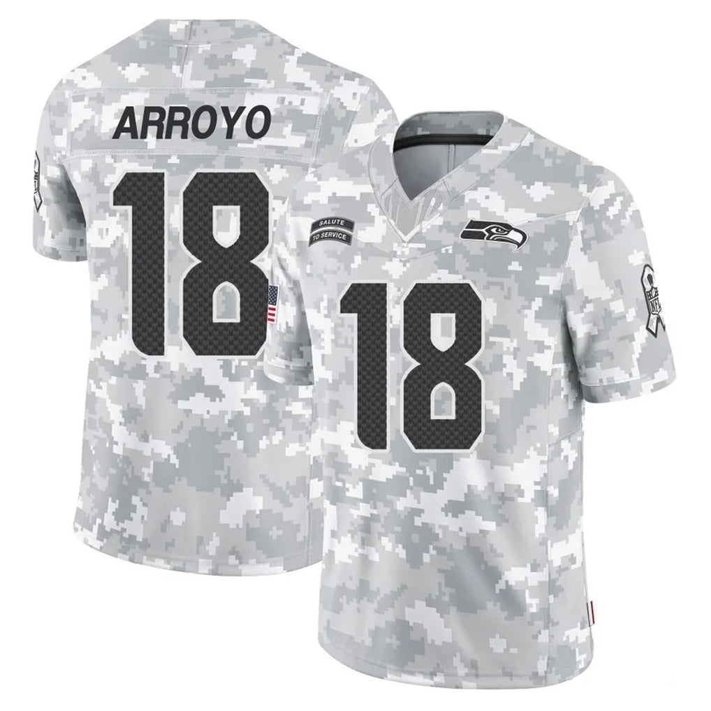 Johmsee S.Seahawks #18 Elijah Arroyo Player Arctic Camo Limited Salute To Service Home Game Stitched Jerseys